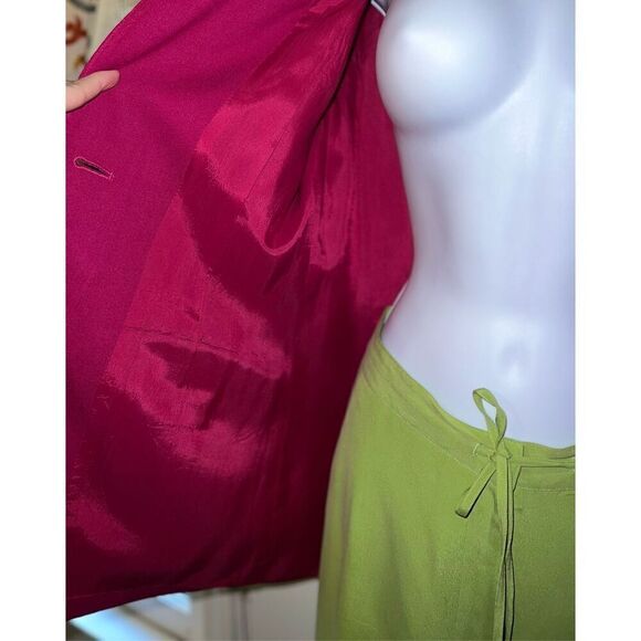 Vtg Women’s 100% Silk Hot Pink Blazer Shoulder Pads 8 - Picture 9 of 11